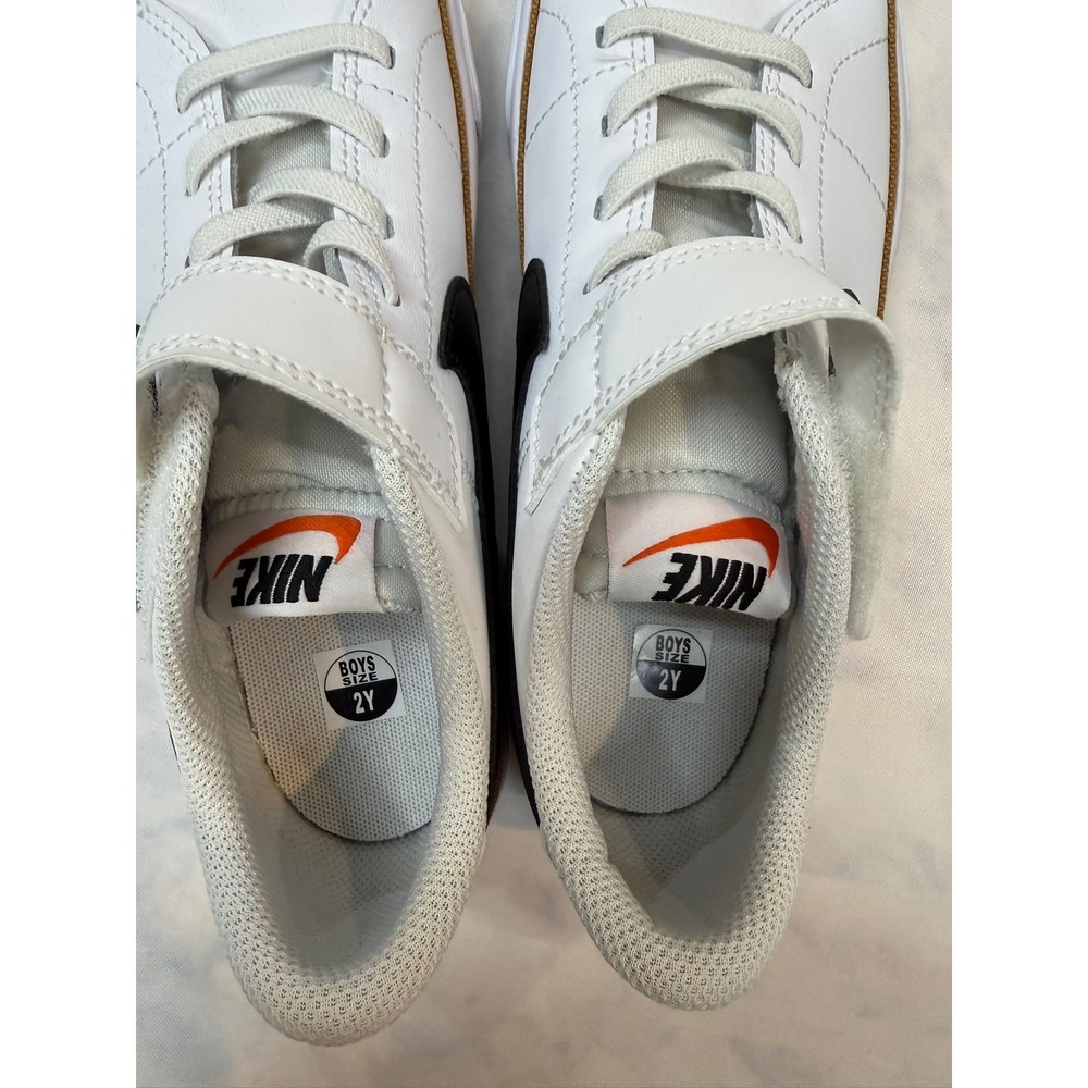 NIKE $60 New Youth 2 White Black Court Legacy Adjustable Strap Casual Sneakers - Picture 9 of 10